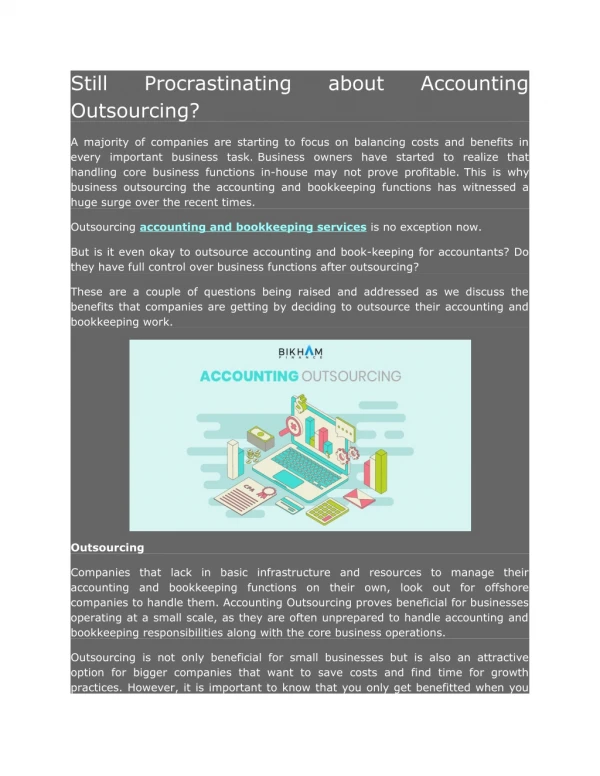 Still Procrastinating about Accounting Outsourcing?