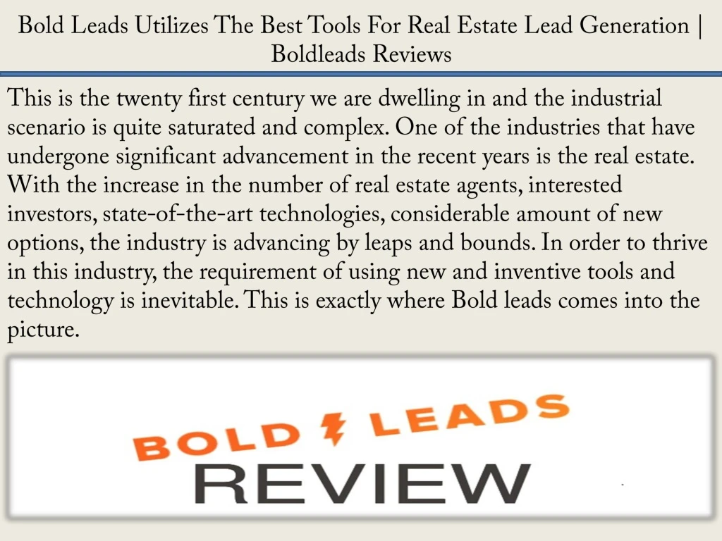 bold leads utilizes the best tools for real