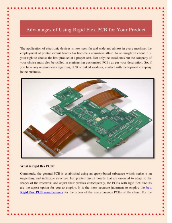 Advantages of Using Rigid Flex PCB for Your Product