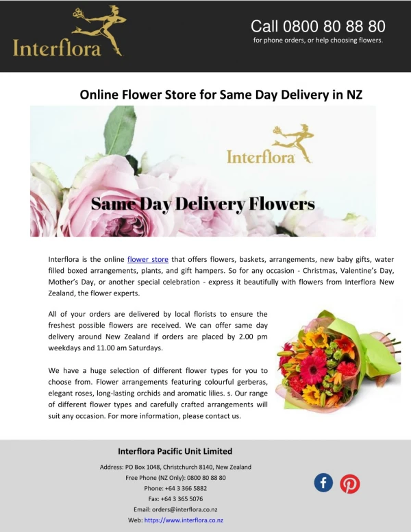 Online Flower Store for Same Day Delivery in NZ