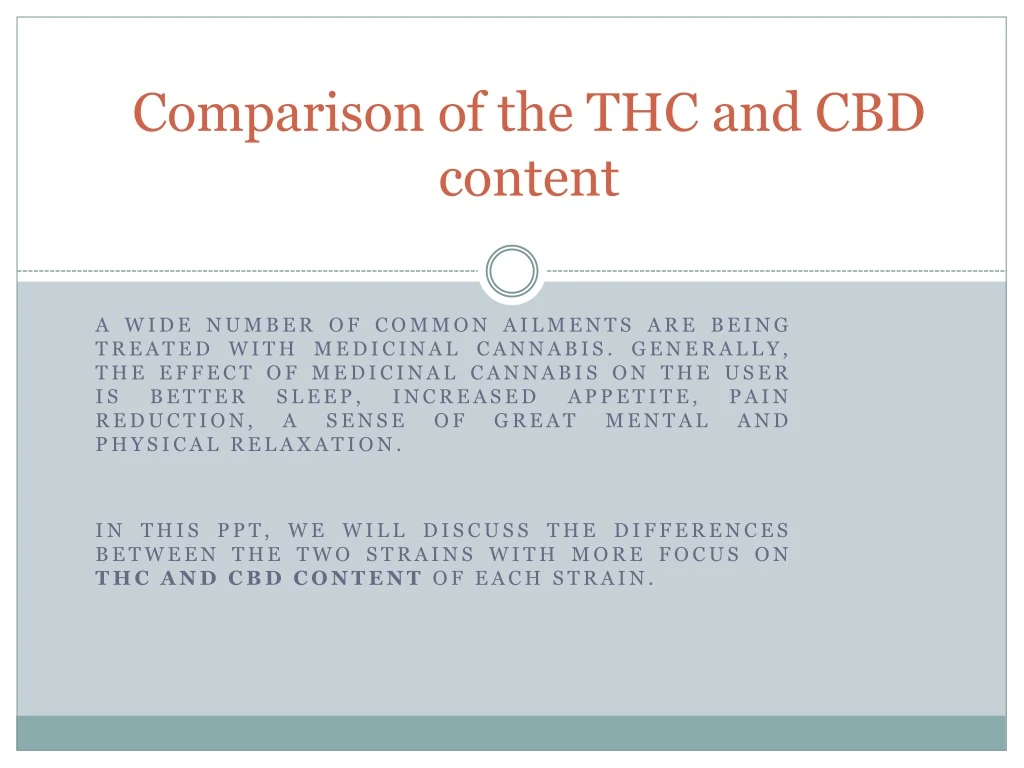 comparison of the thc and cbd content