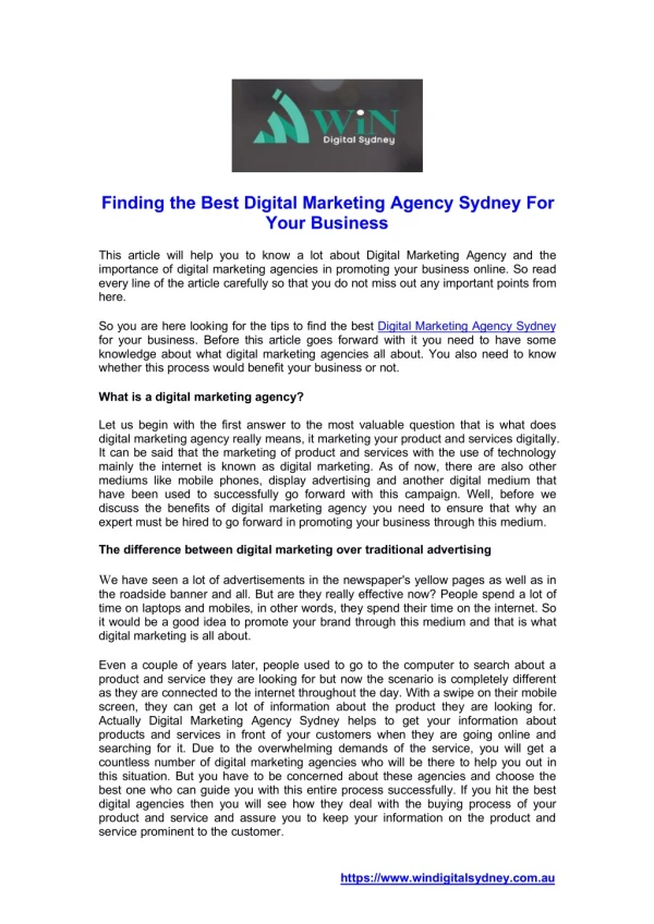 Finding the Best Digital Marketing Agency Sydney For Your Business