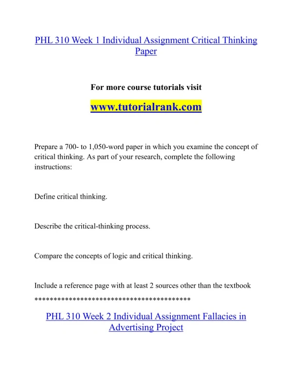 PHL 310 Inspiring Innovation- tutorialrank.com