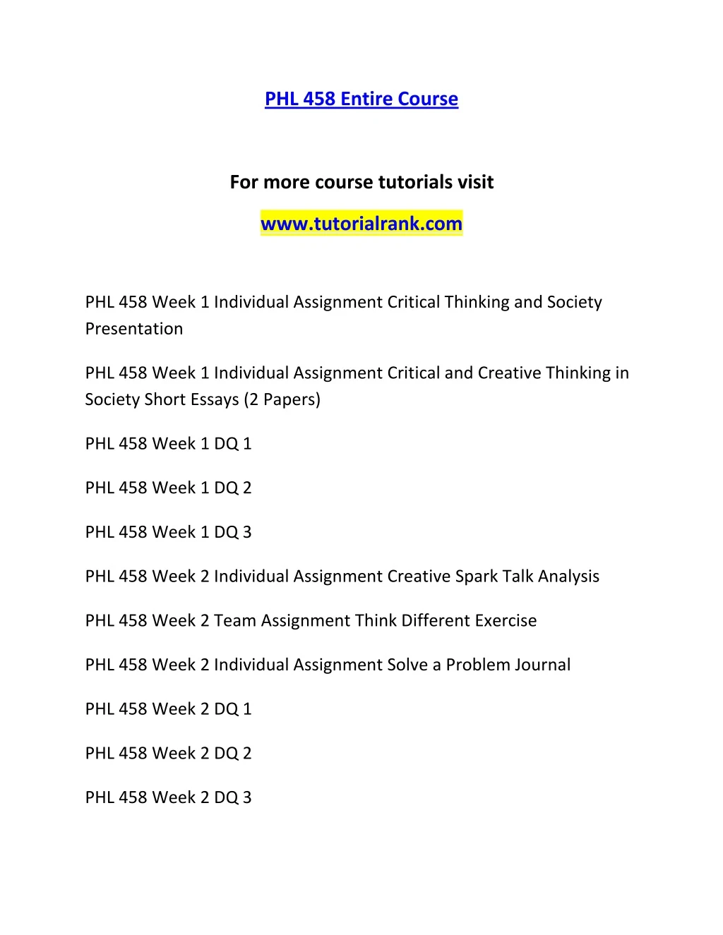 phl 458 entire course