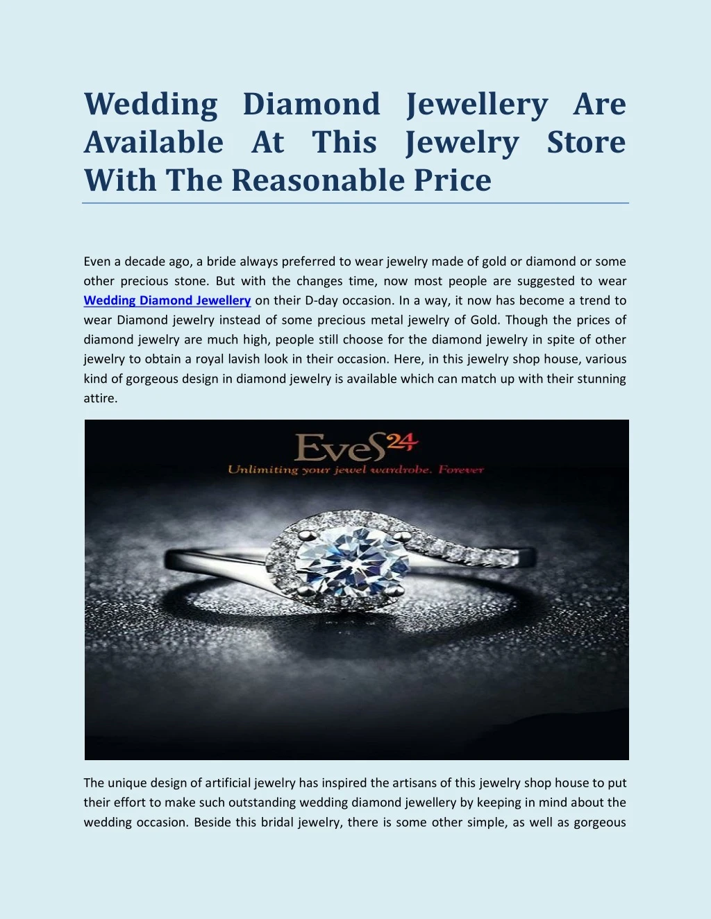 wedding diamond jewellery are available at this