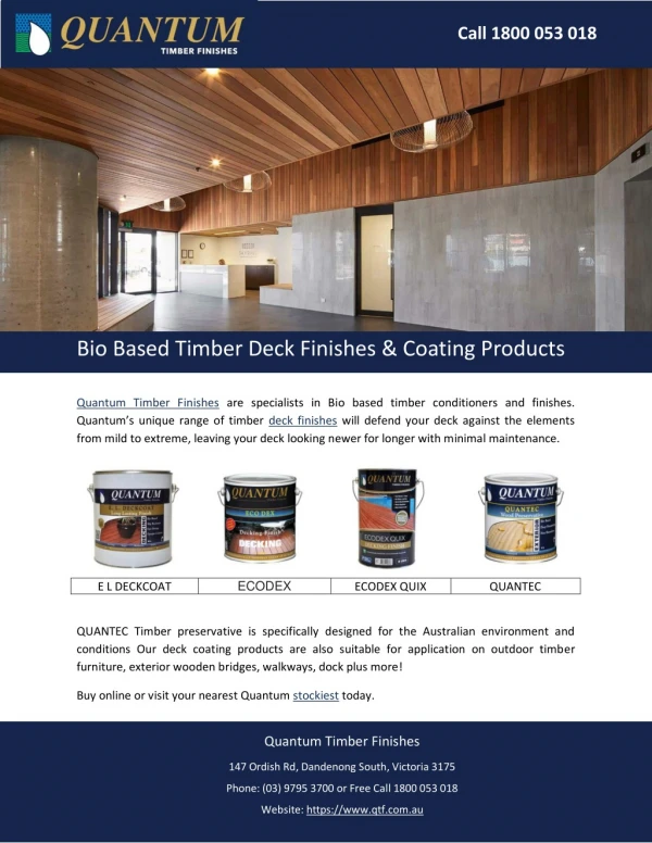 Bio Based Timber Deck Finishes & Coating Products