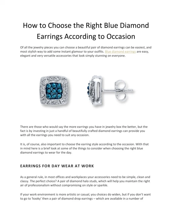 How to Choose the Right Blue Diamond Earrings According to Occasion - Asteria Diamonds