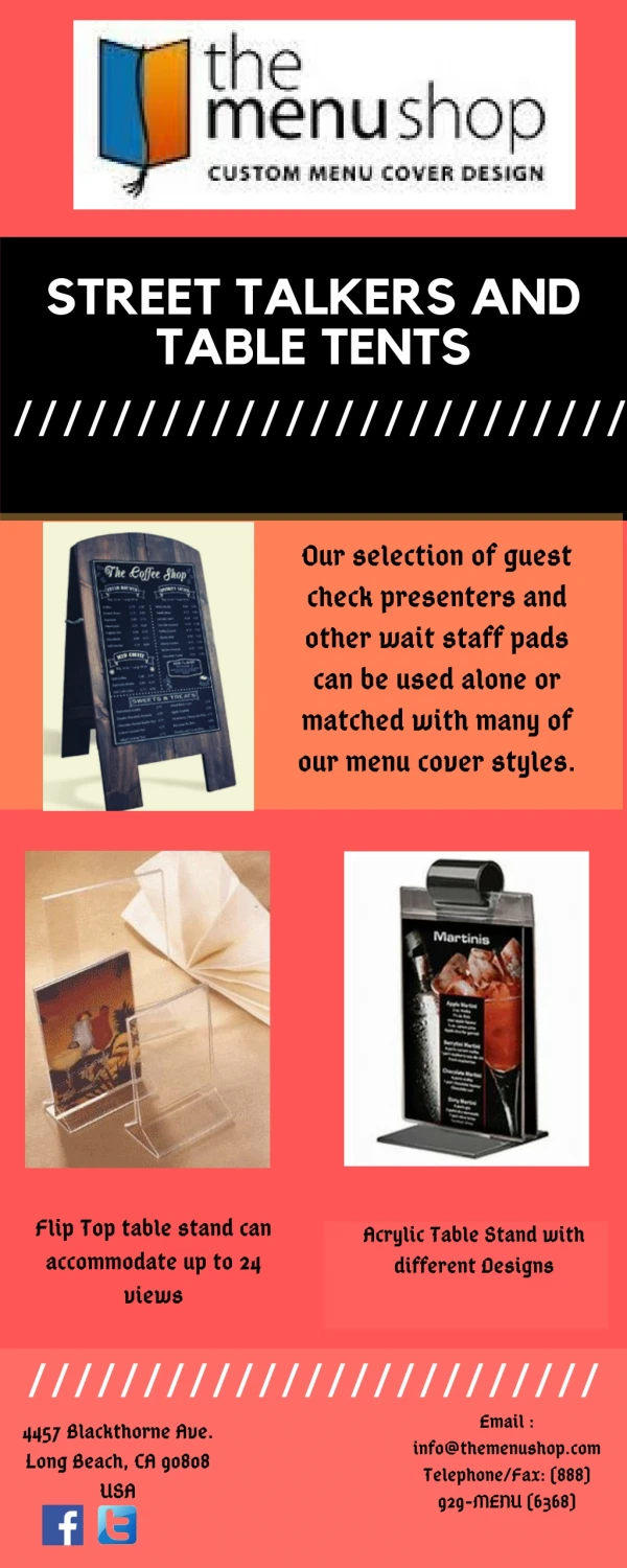 Guest Check Presenters and Wait Staff pads | The Menu Shop