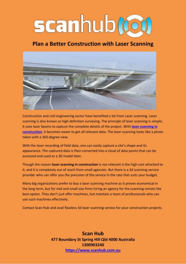 Plan a Better Construction with Laser Scanning