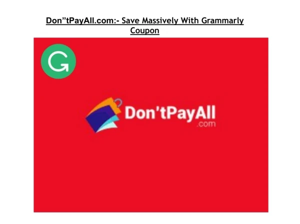 Save Massively With Grammarly Coupon