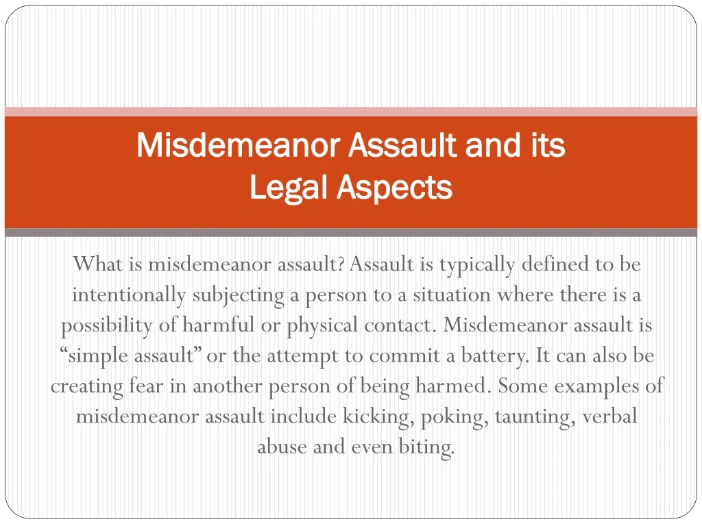 misdemeanor assault and its legal aspects