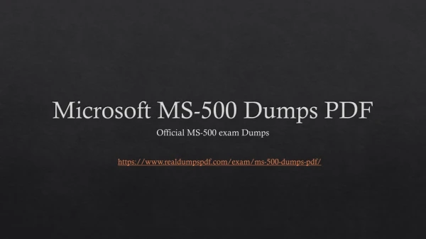 Microsoft MS-500 Dumps PDF ~ Best Preparation Guideline