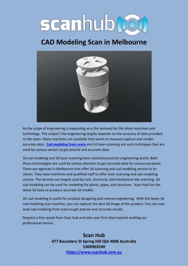 CAD Modeling Scan in Melbourne