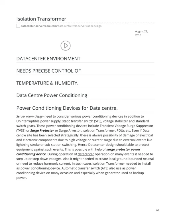 Power Conditioning Devices for Data centre. #surgeprotector