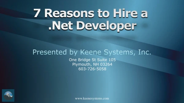 7 Reasons to Hire a .Net Developer