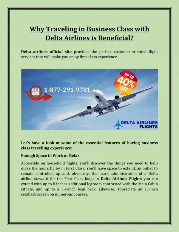 Why Traveling in Business Class with Delta Airlines is Beneficial