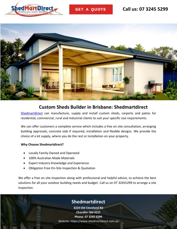 Custom Sheds Builder in Brisbane: Shedmartdirect