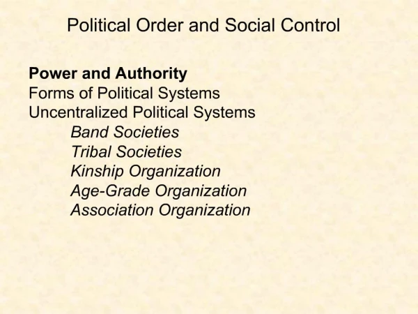 Political Order and Social Control