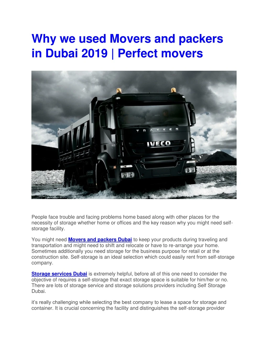 why we used movers and packers in dubai 2019