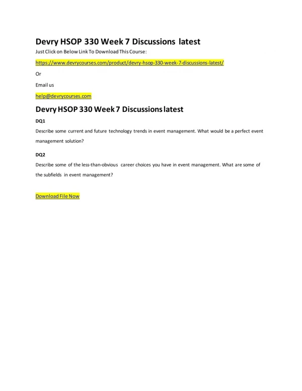devry hsop 330 week 7 discussions latest just