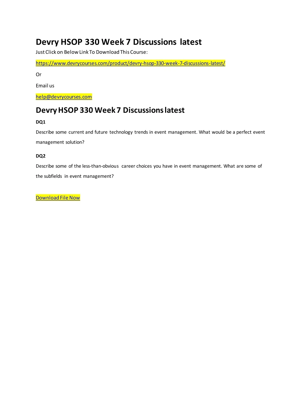devry hsop 330 week 7 discussions latest just