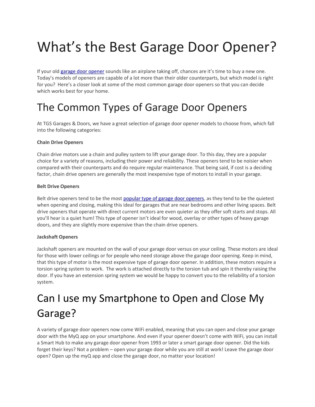 what s the best garage door opener