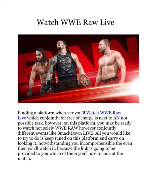 Watch WWE Raw Live