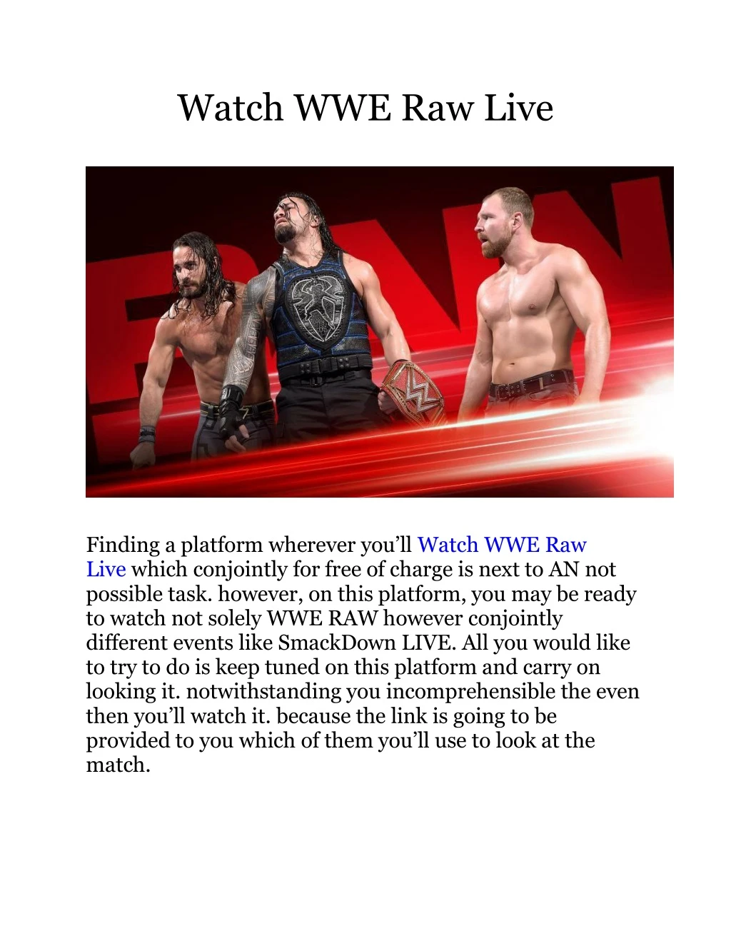 watch wwe raw live