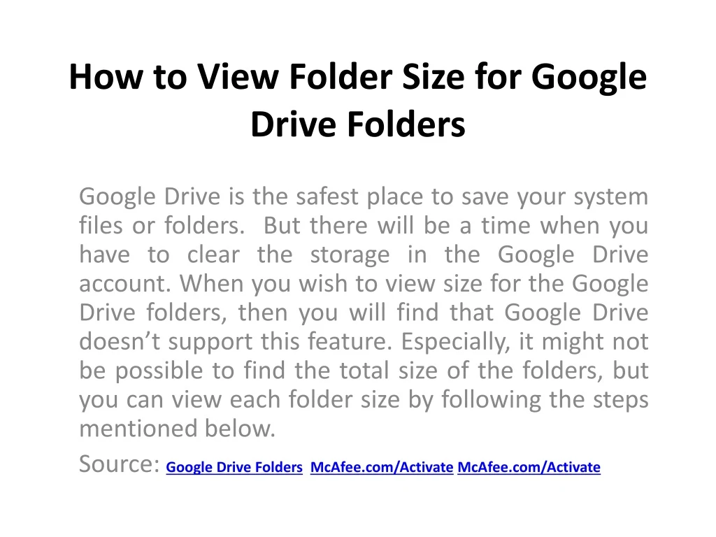 how to view folder size for google drive folders