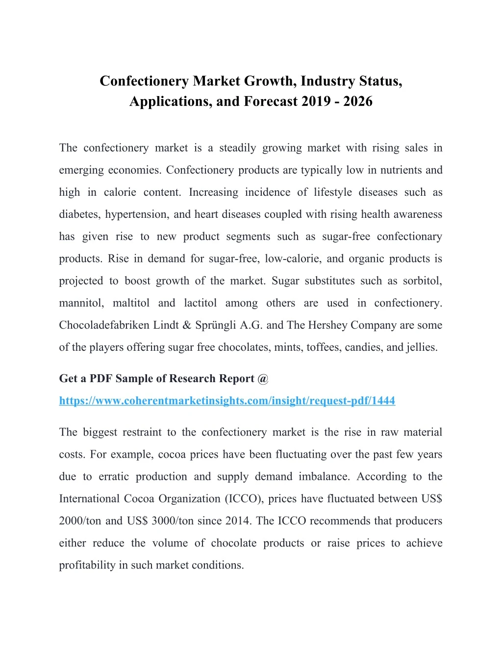 confectionery market growth industry status