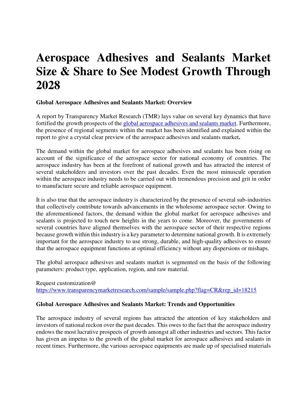 aerospace adhesives and sealants market size