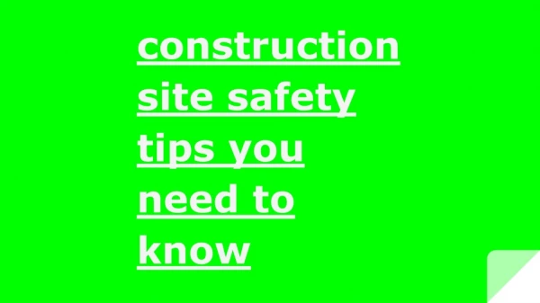 construction site safety tips you need to know