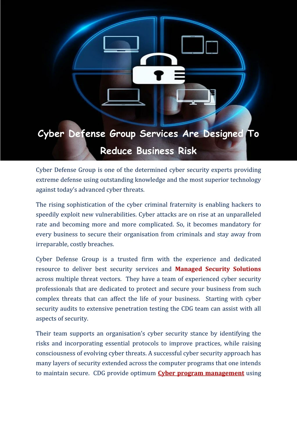 cyber defense group services are designed