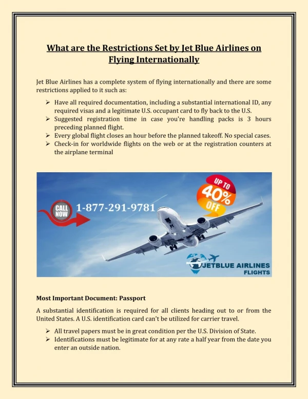 What are the Restrictions Set by Jet Blue Airlines on Flying Internationally