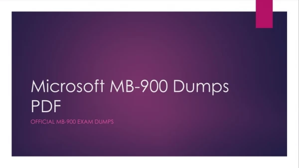 Microsoft MB-900 Dumps PDF 100% Original And Updated