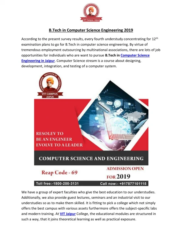 B.Tech in Computer Science Engineering 2019