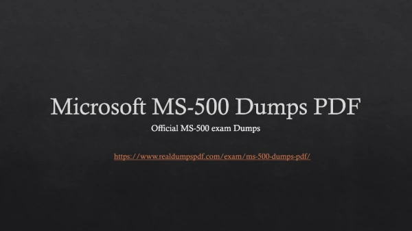 Microsoft ms-500 Dumps PDF 100% Original And Updated