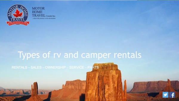 Types of rv and camper rentals