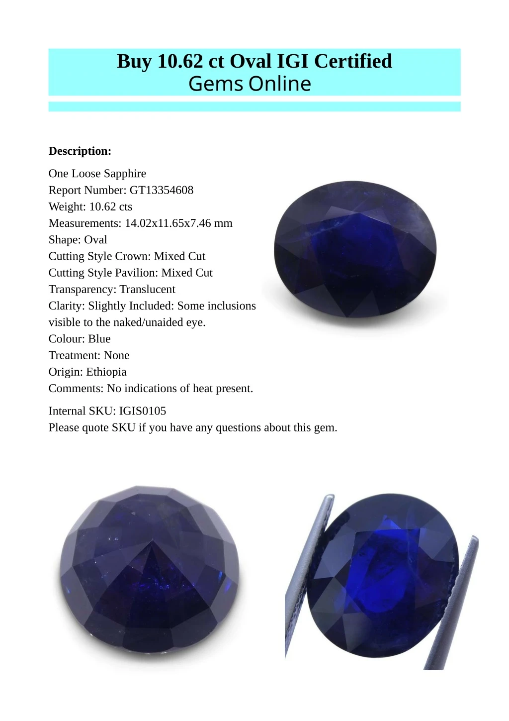 buy 10 62 ct oval igi certified gems online