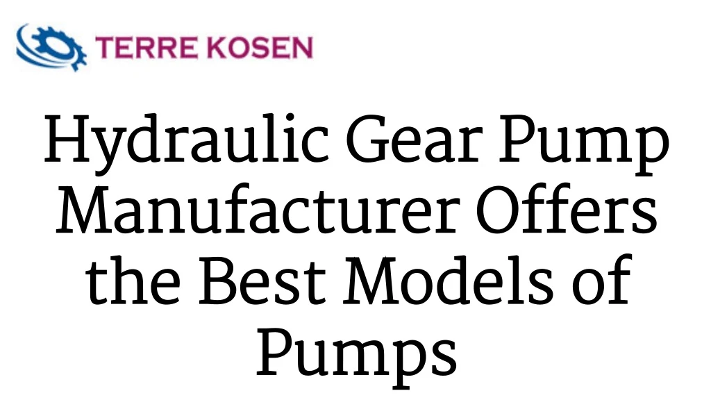 hydraulic gear pump manufacturer offers the best
