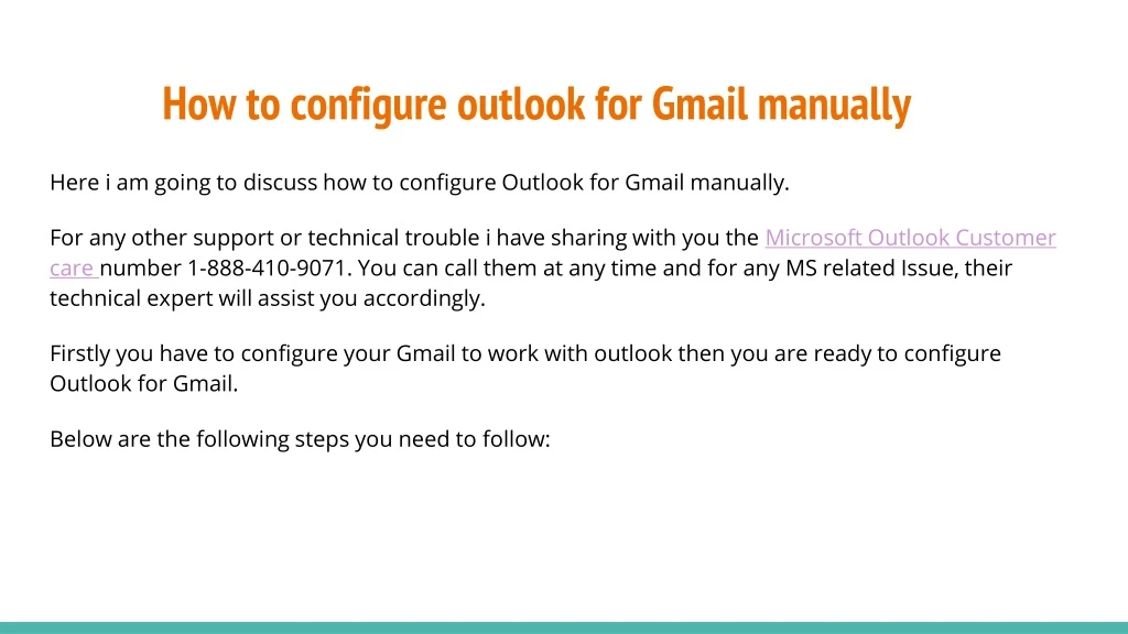 how to configure outlook for gmail manually