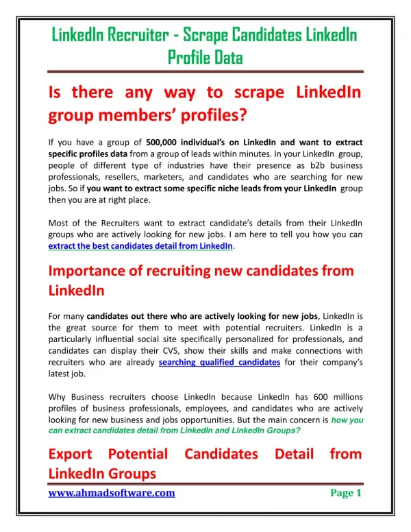 Export Potential Candidates Detail from LinkedIn Groups