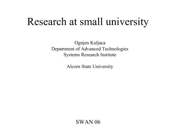 Research at small university