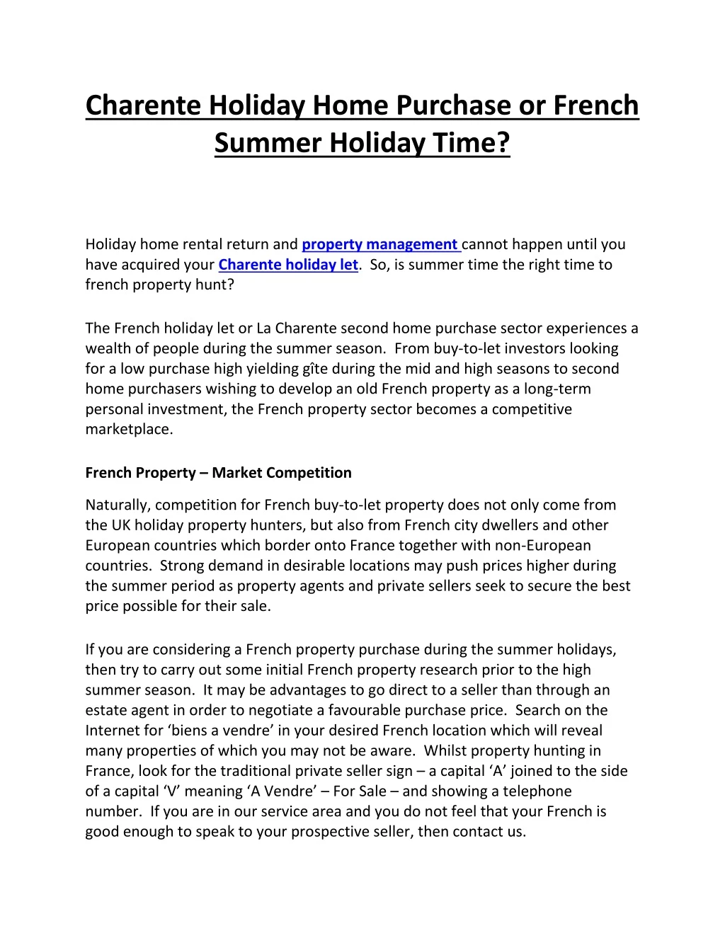 charente holiday home purchase or french summer