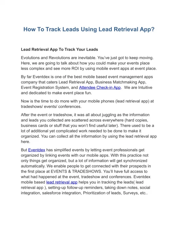 How To Track Leads Using Lead Retrieval App?