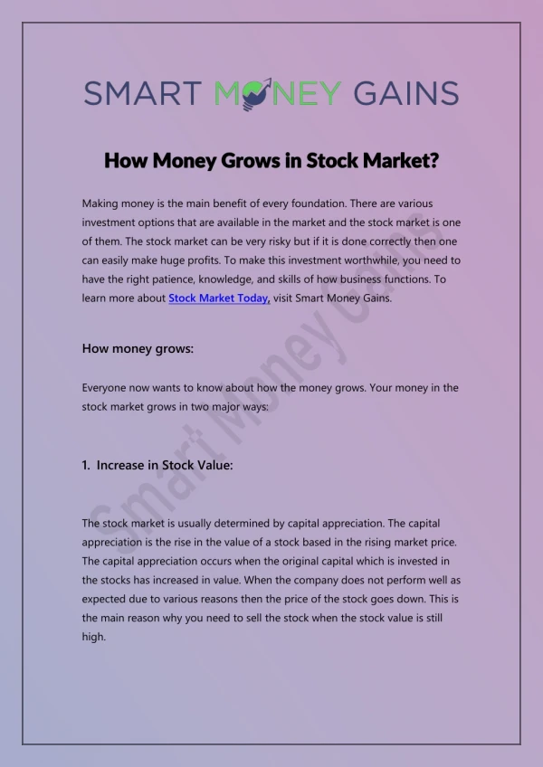 How Money Grows in Stock Market?