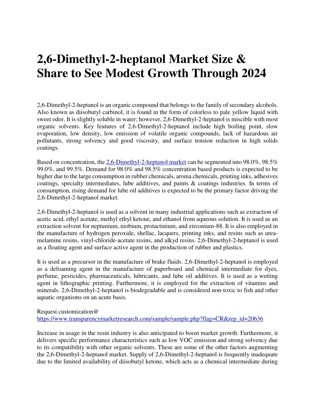 2 6 dimethyl 2 heptanol market size share