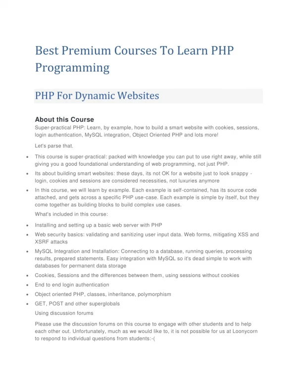 Best Premium Courses To Learn PHP Programming
