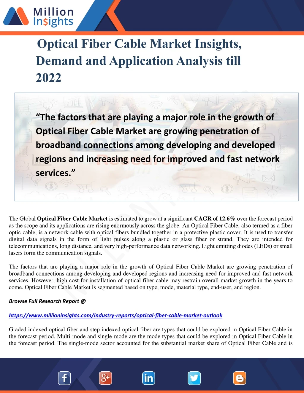 optical fiber cable market insights demand