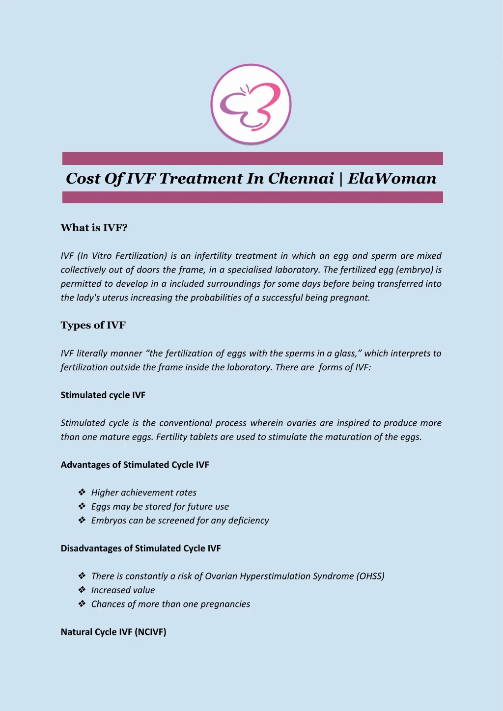 cost of ivf treatment in chennai elawoman